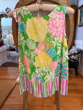 Lilly Pulitzer Silk Sleeveless Top, Pink, Green, Yellow and White. Like New.